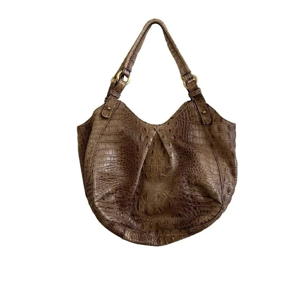 Brahmin Anne Melborne Croco Hobo in Toasted Almond